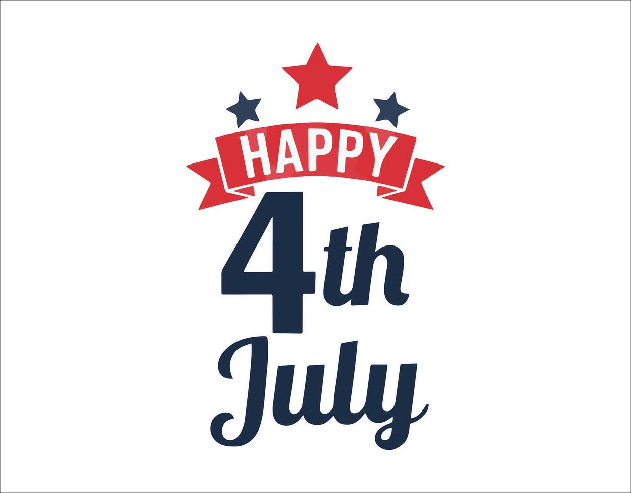 PrintWishing you a Happy 4th of July and Independence Day. Check out these greeting cards with stylish fonts. Illustration. vector