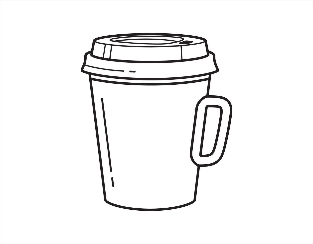 A paper cup icon for coffee, illustrated in a linear style vector