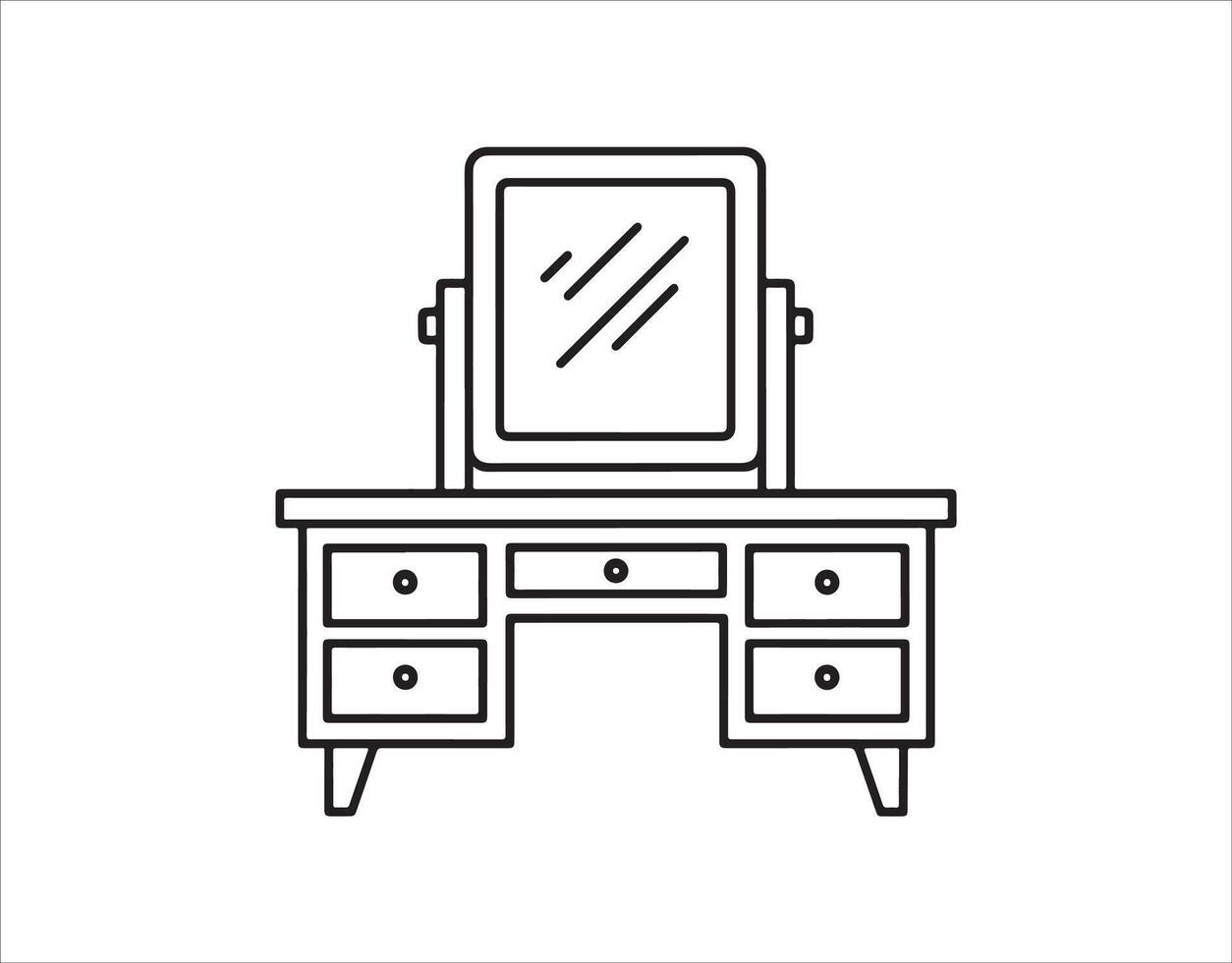 Dressing table icon, a thin line illustration that stands alone, a linear design symbol for the web, an outline concept with an editable stroke on a white background. vector