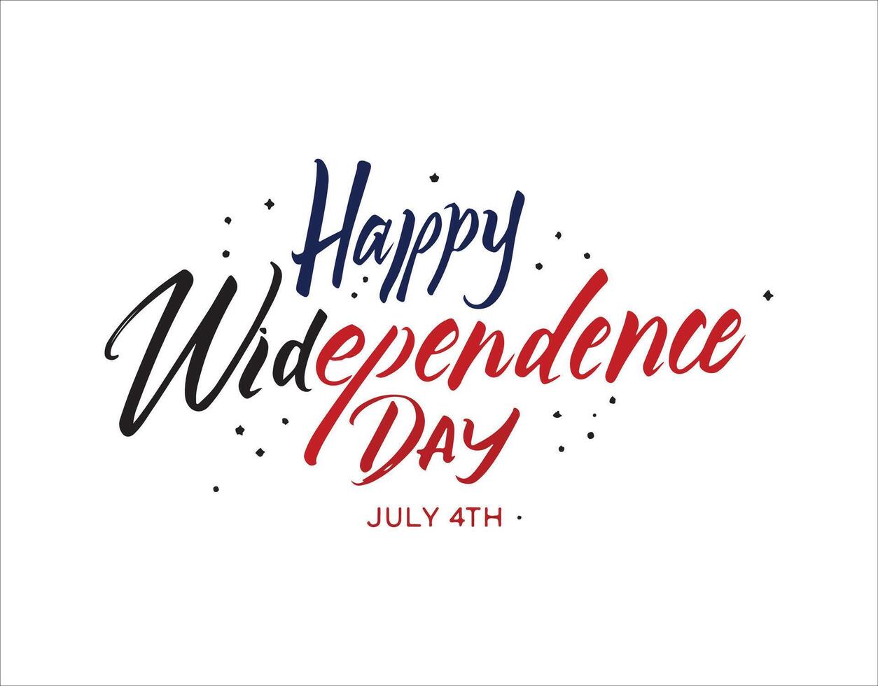 A white background showcases an illustration of handwritten brush lettering celebrating the 4th of July. Enjoy your Independence Day this 4th of July vector