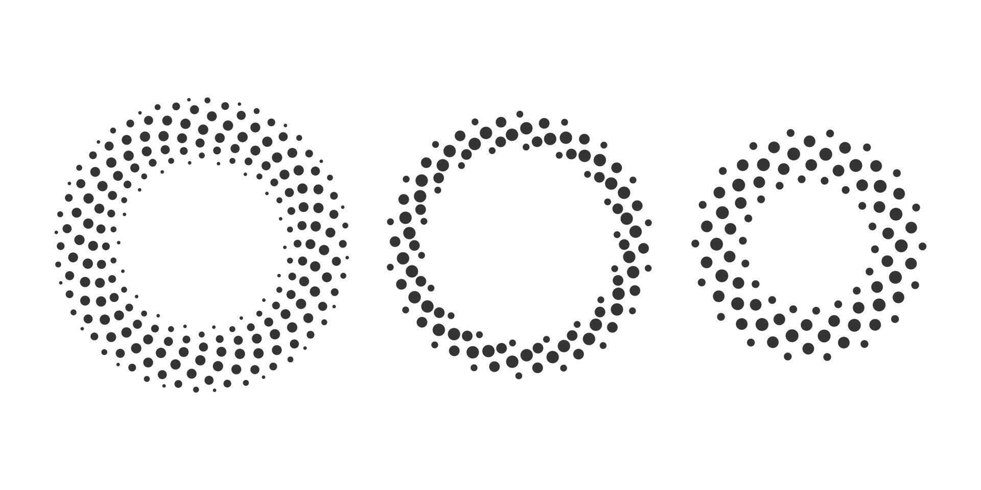 Black shape on a white background and the same white shape on the black side. Circle abstract background with dynamic halftone vector