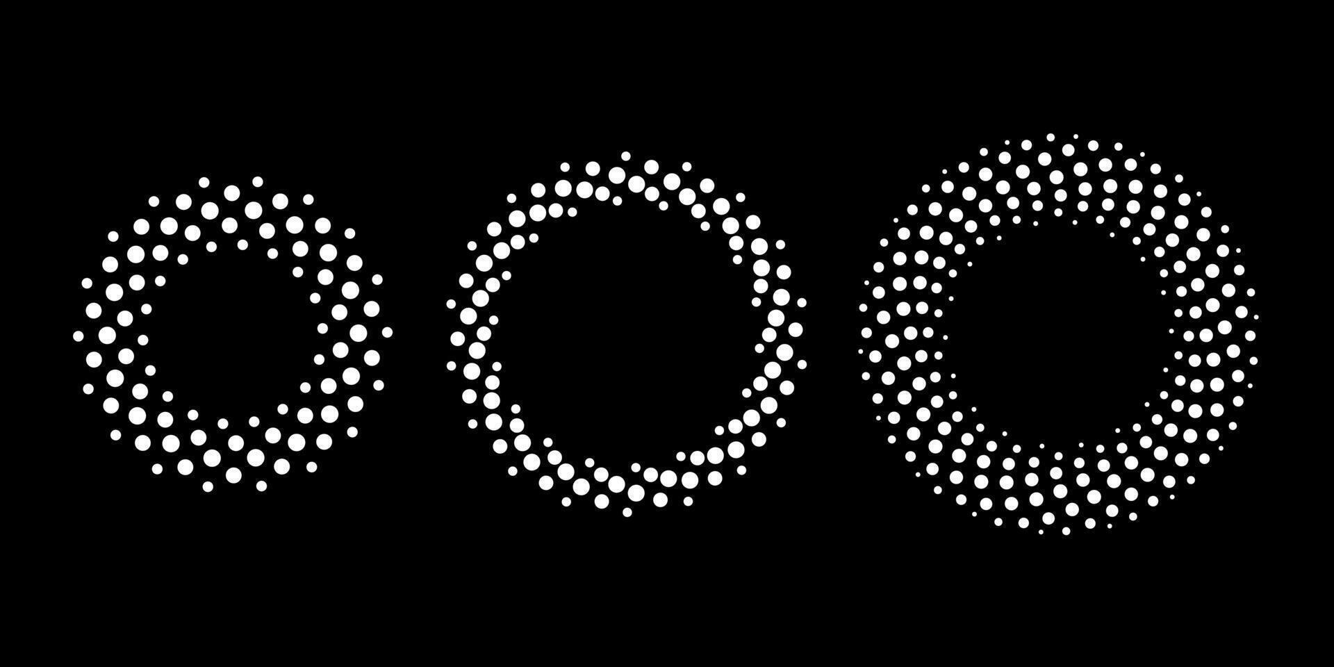 White shape on a white background and the same white shape on the black side. Circle abstract background with dynamic halftone vector