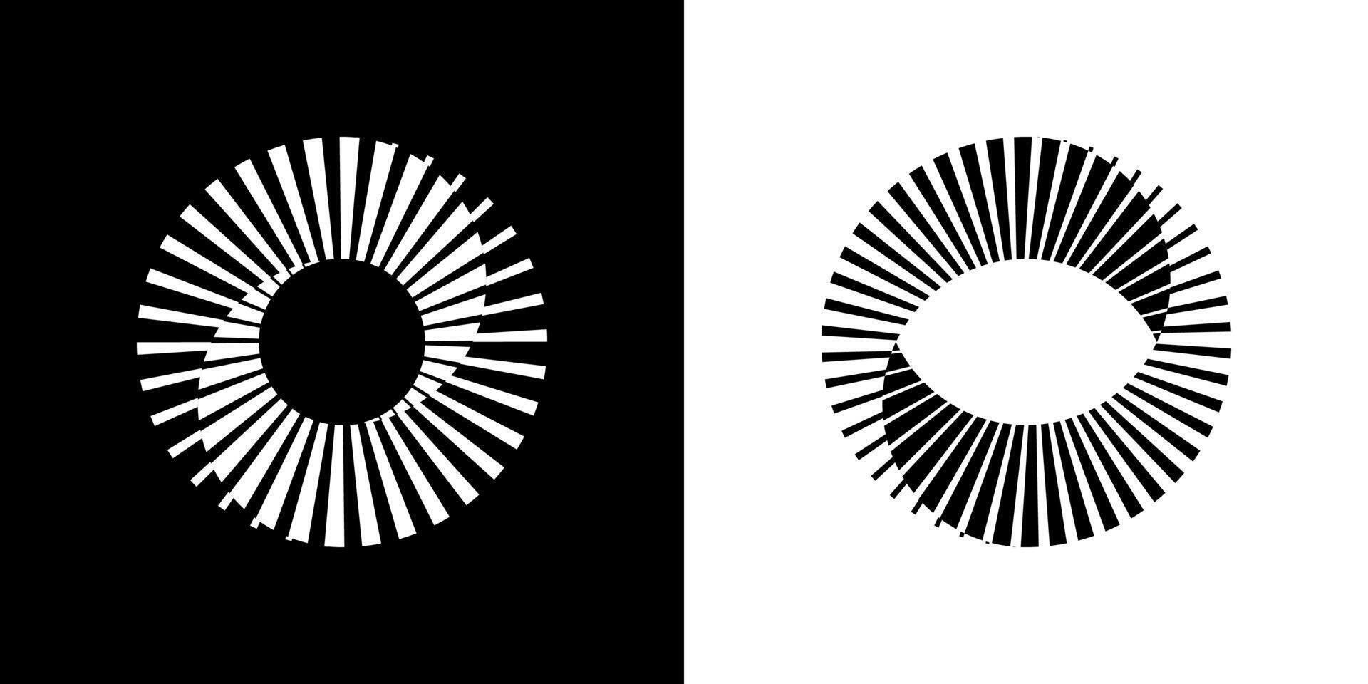 Two black and white images of a circular design vector