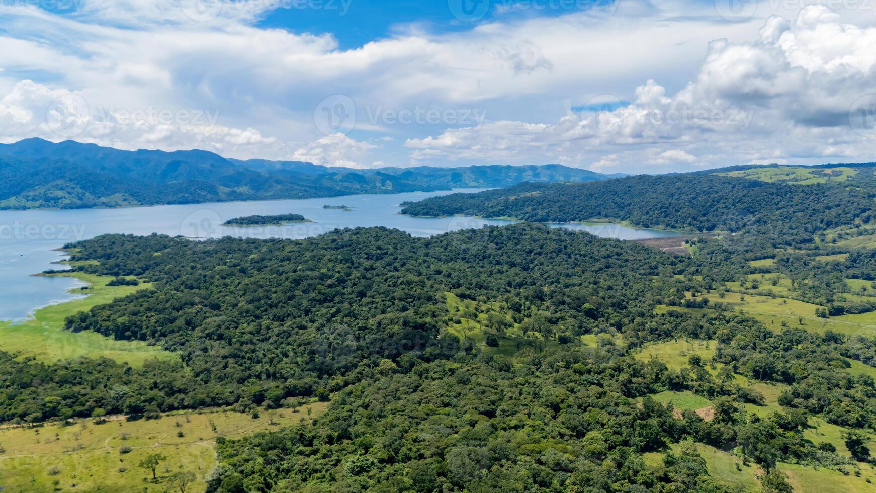 Aerial view of Lake Arenal which was once a town photo