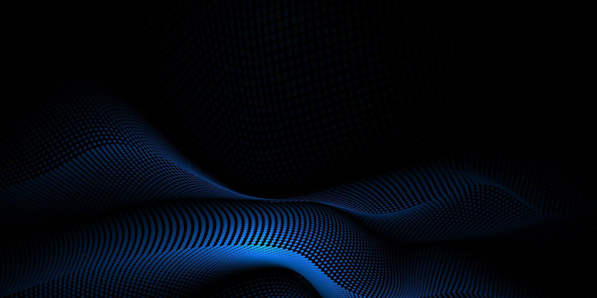 Technology - wave blue line - dot motion on black background vector