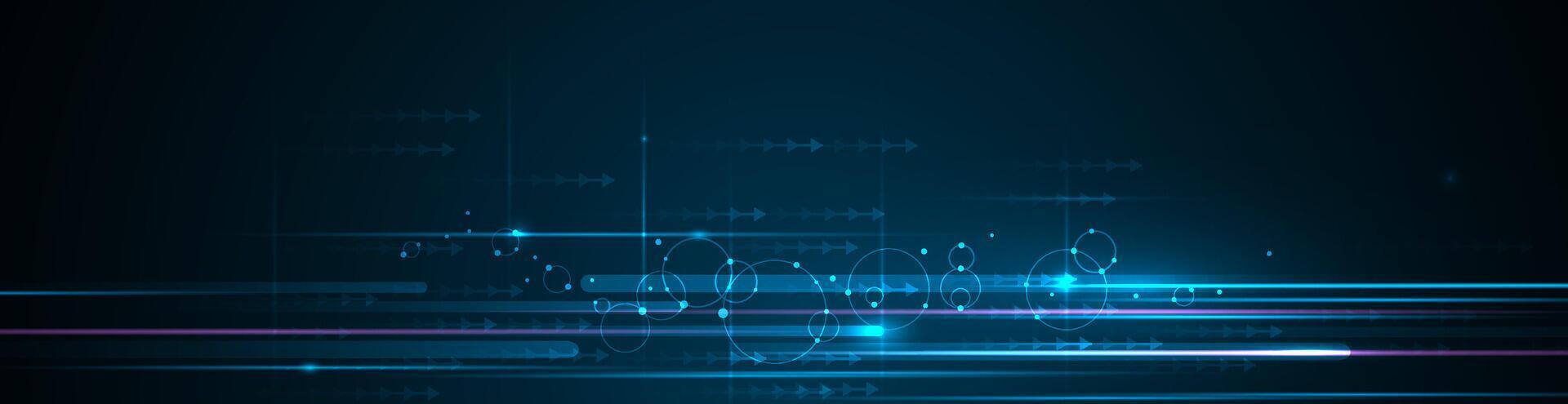 Abstract, science, futuristic, energy technology concept for wallpaper background. Digital image design, line pattern, texture, neon - blue light, motion blur over dark blue gradient background vector