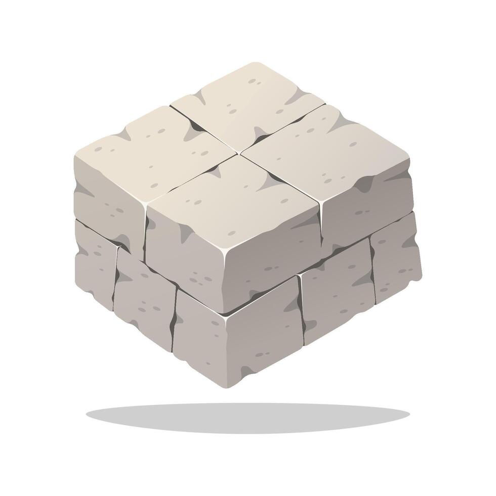 Stack of gray bricks isolated on white background. vector