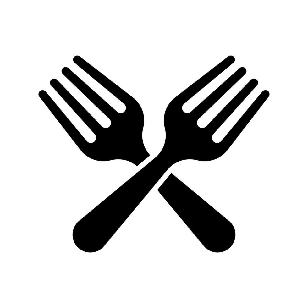 Crossed forks icon isolated on white background. vector
