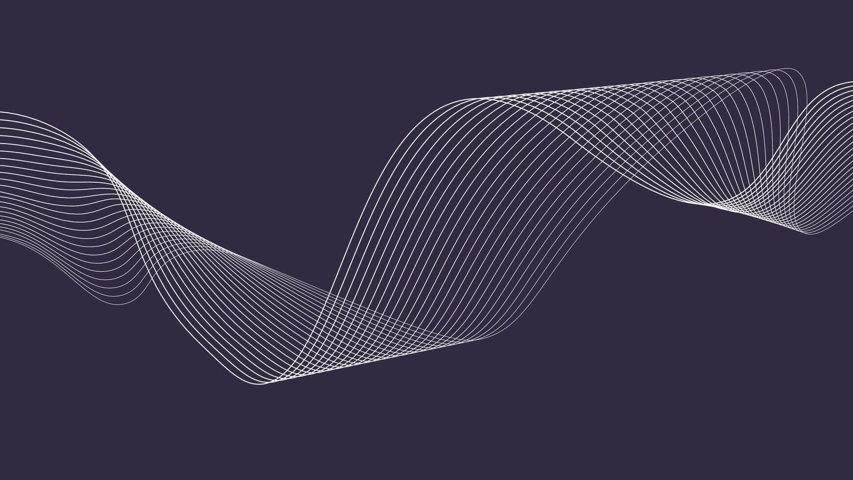 White Abstract Wavy Lines on Dark Background. Modern Minimal Line Art Flow Design vector