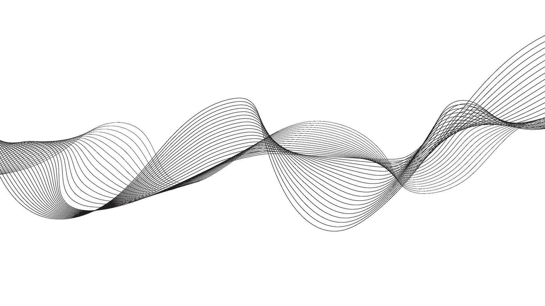 Abstract Black Wave Lines on White Background vector