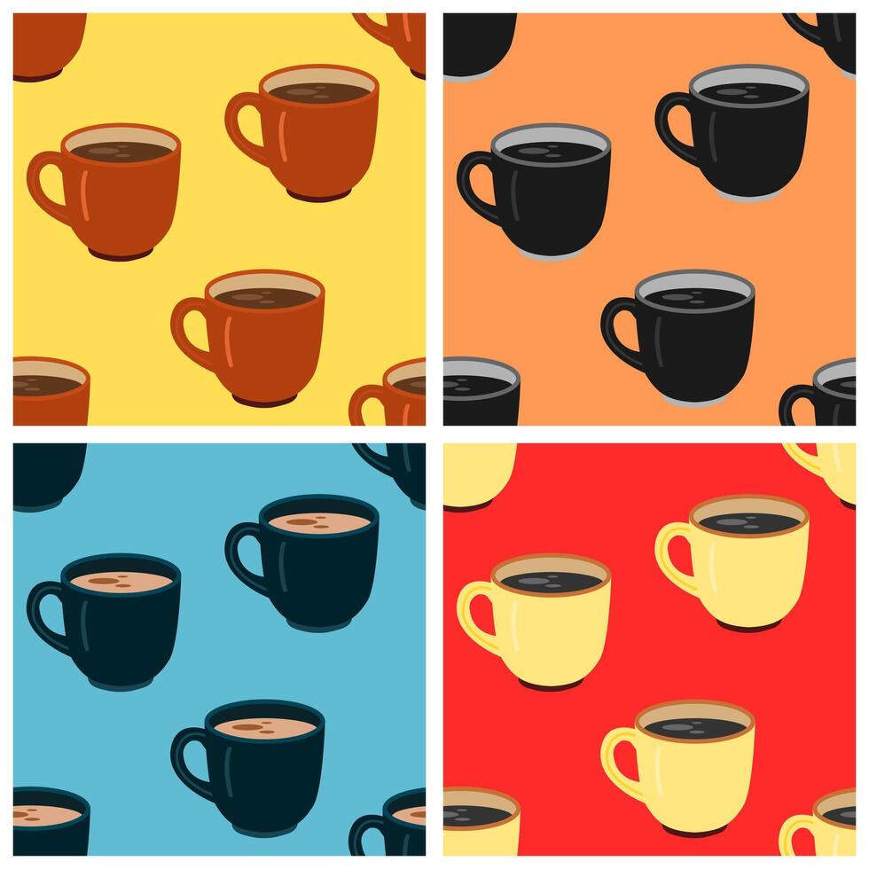 seamless pattern collection with coffee glass objects. suitable for decoration in cafes and restaurants vector
