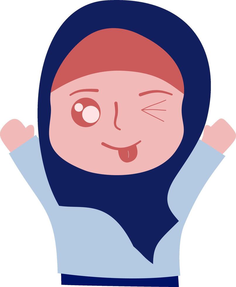 A cartoon woman with a blue scarf and a big smile vector