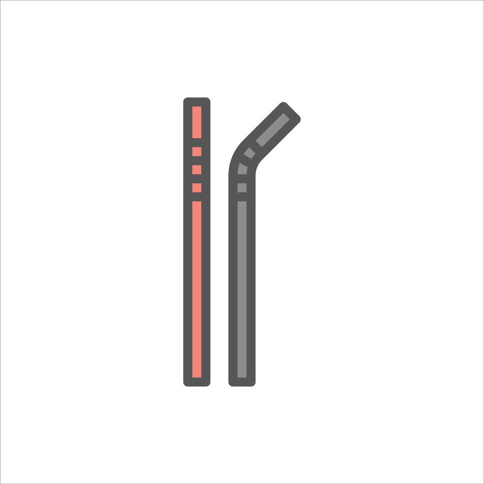 straw filled outline icon. straw color line illustration. vector
