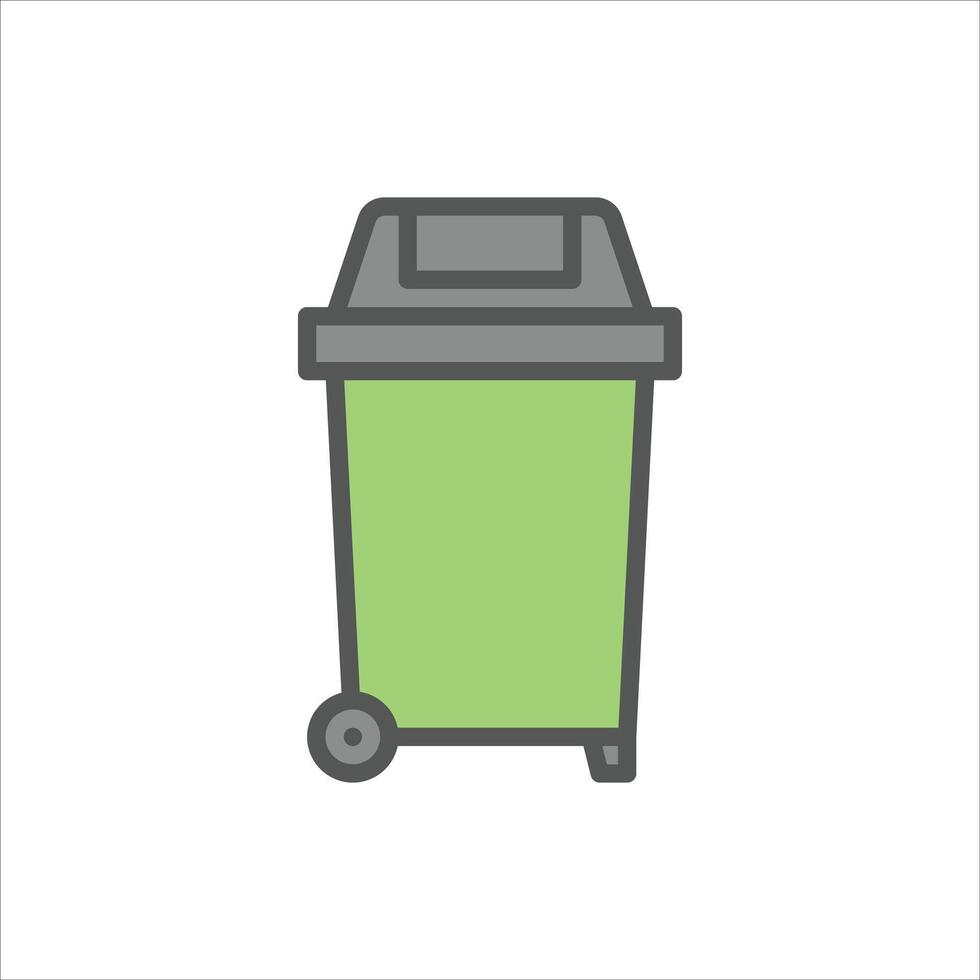 trash bin filled outline icon. bin color line illustration. vector