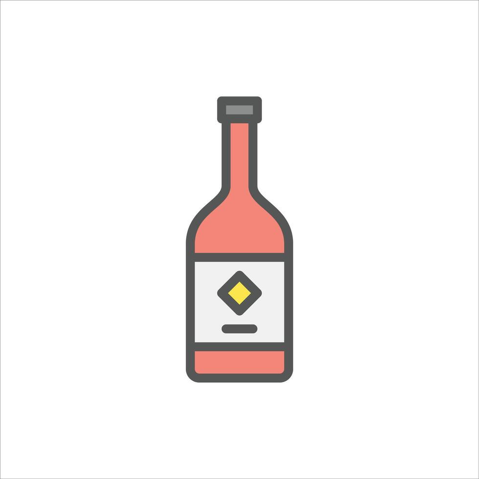 bottle filled outline icon. bottle color line illustration. vector