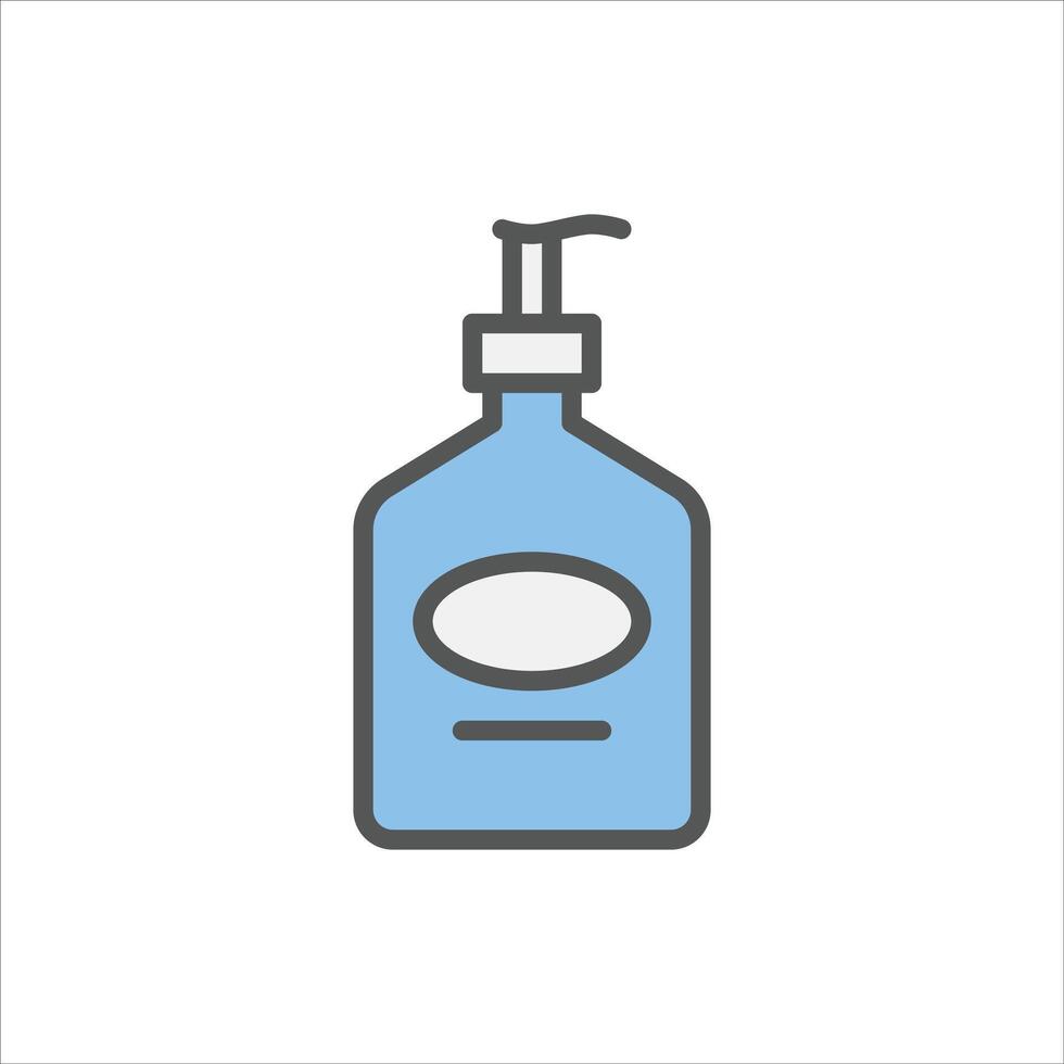 bottle filled outline icon. soap bottle color line illustration. vector