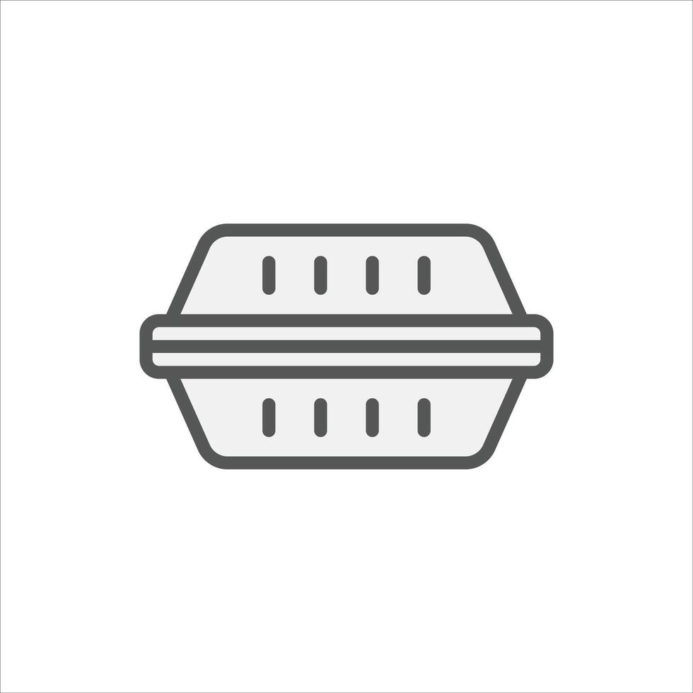 lunch box filled outline icon. Styrofoam color line illustration. vector
