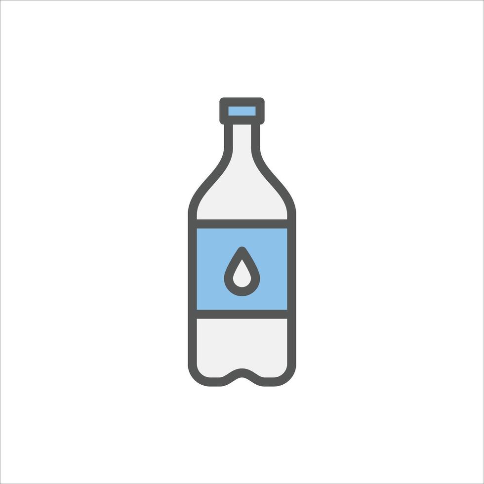 plastic bottle filled outline icon. water bottle color line illustration. vector