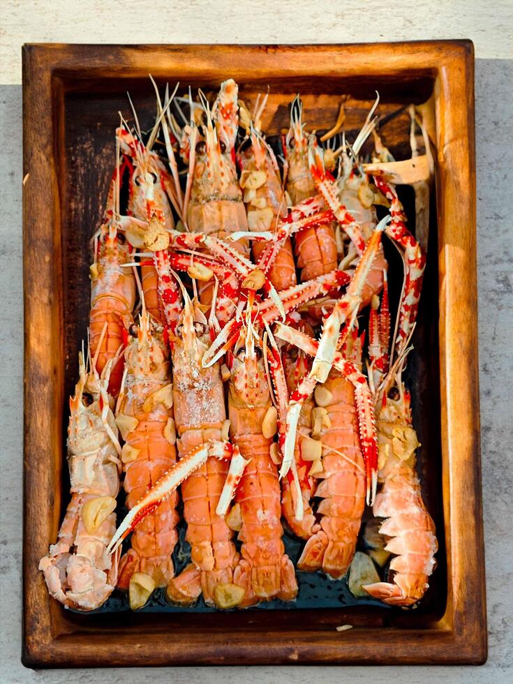 Fresh crayfish roasted using the rustic method classic photo