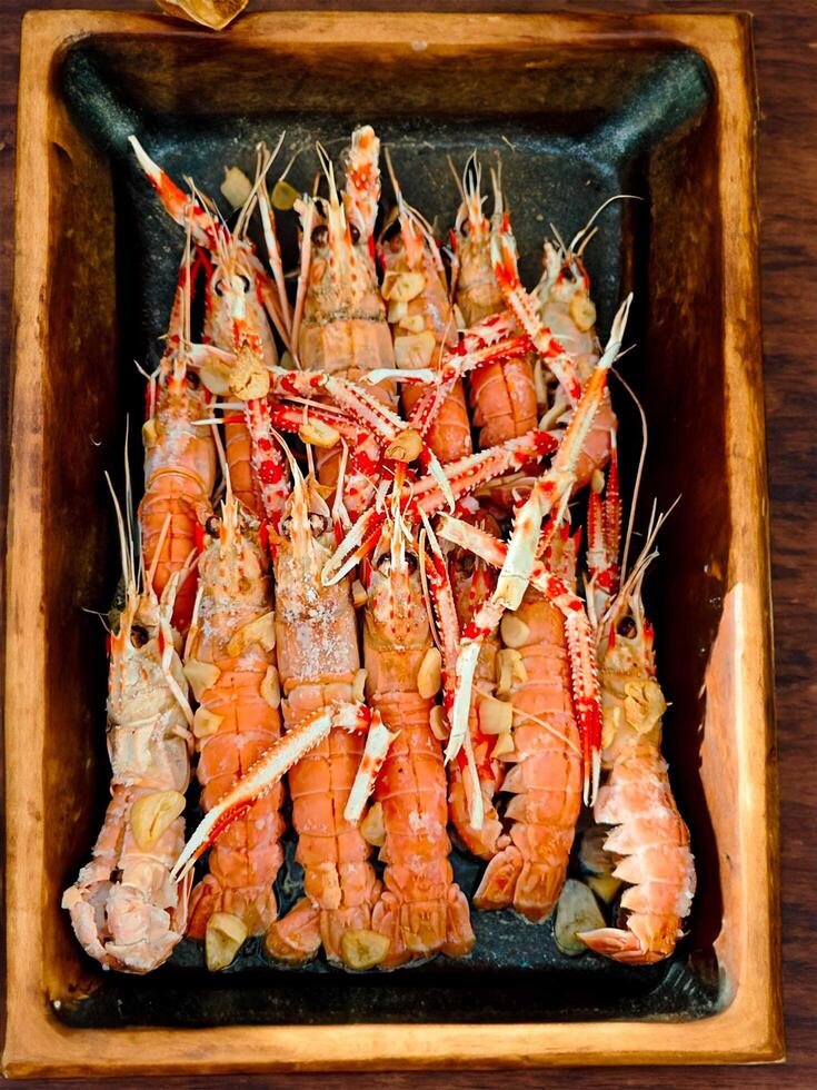 Fresh crayfish roasted using the rustic method only the best photo