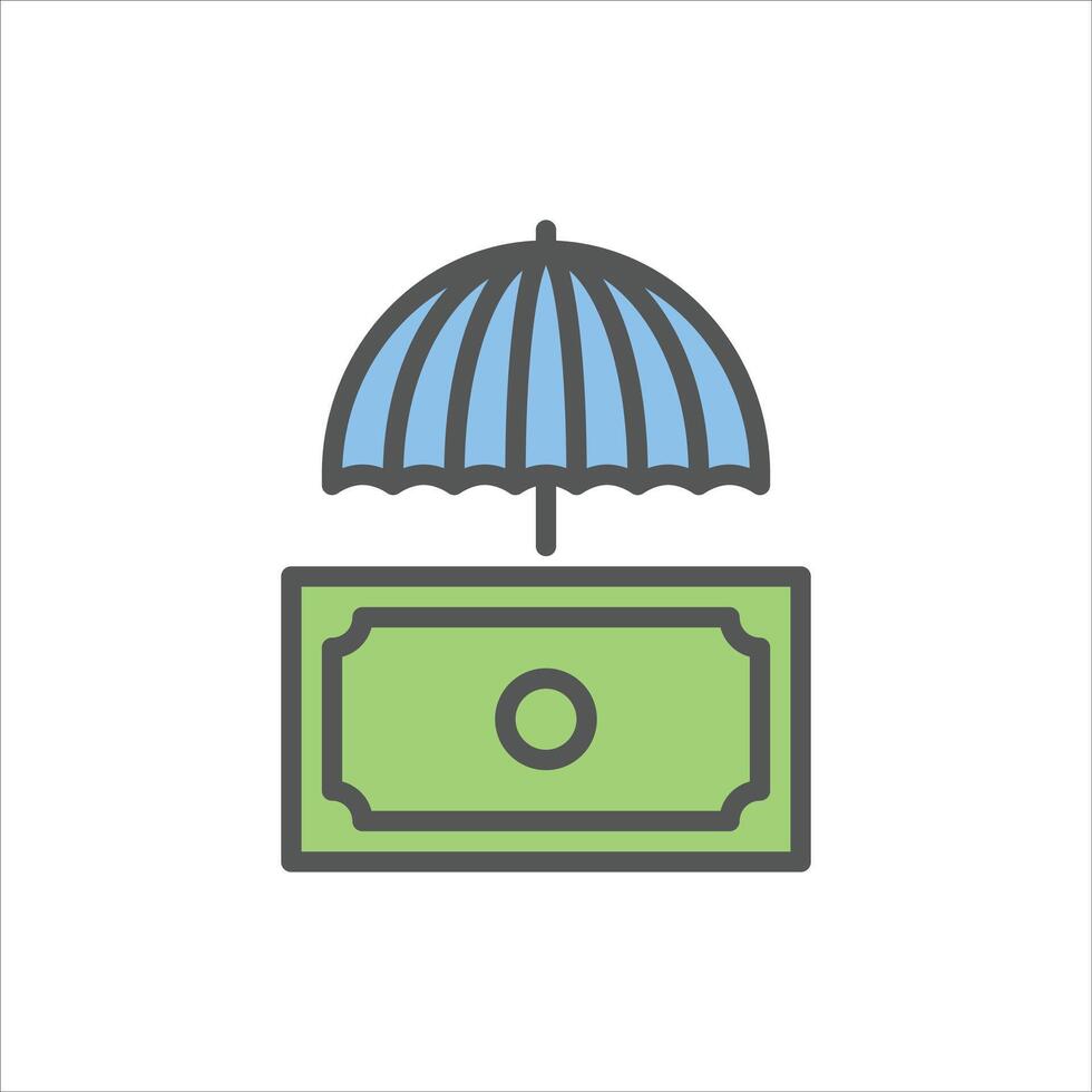 insurance filled outline icon. money insurance color line illustration. vector