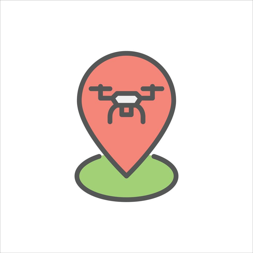 Drone Tracking filled outline icon, Drone Location color line illustration vector