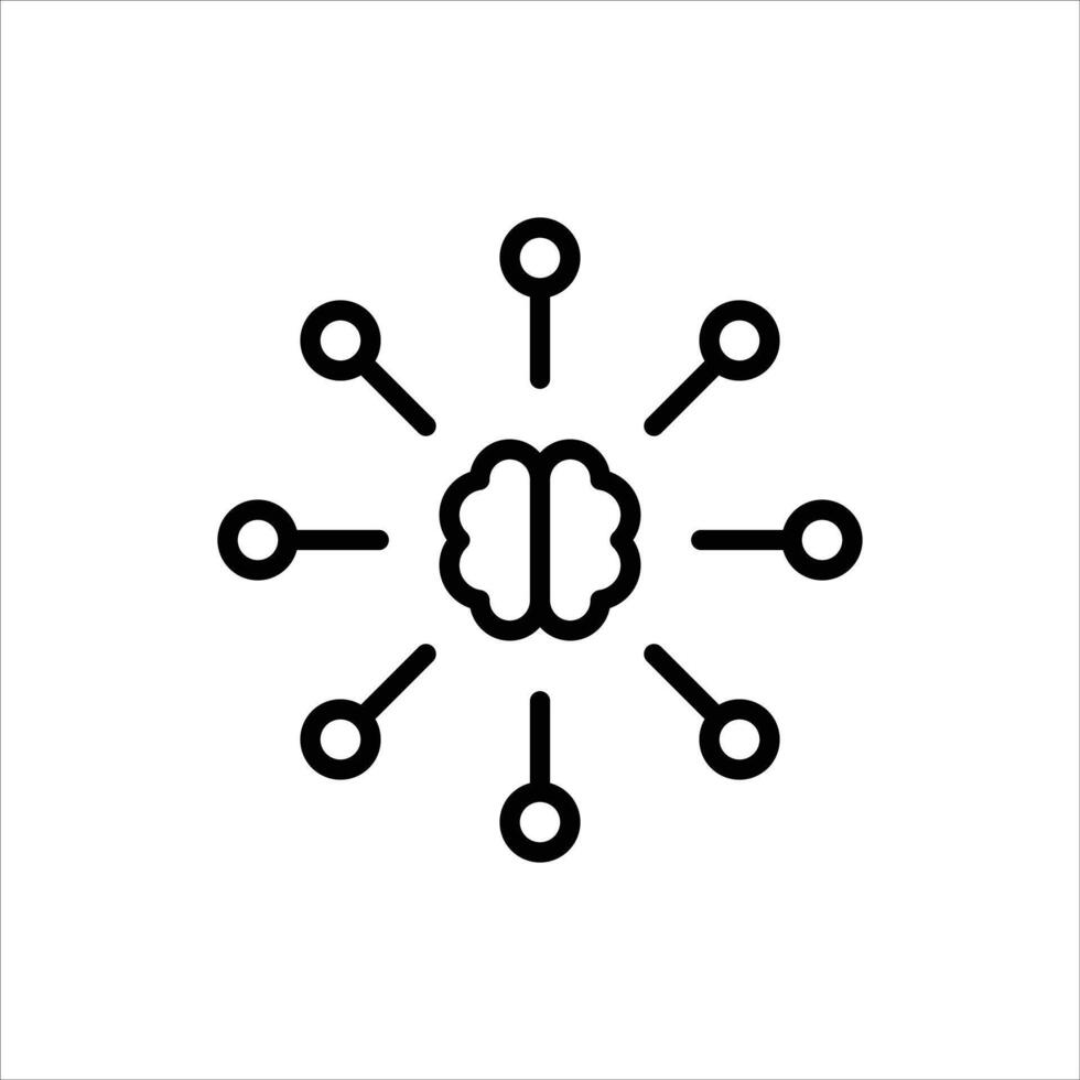 Brain outline icon. Knowledge black line illustration. vector
