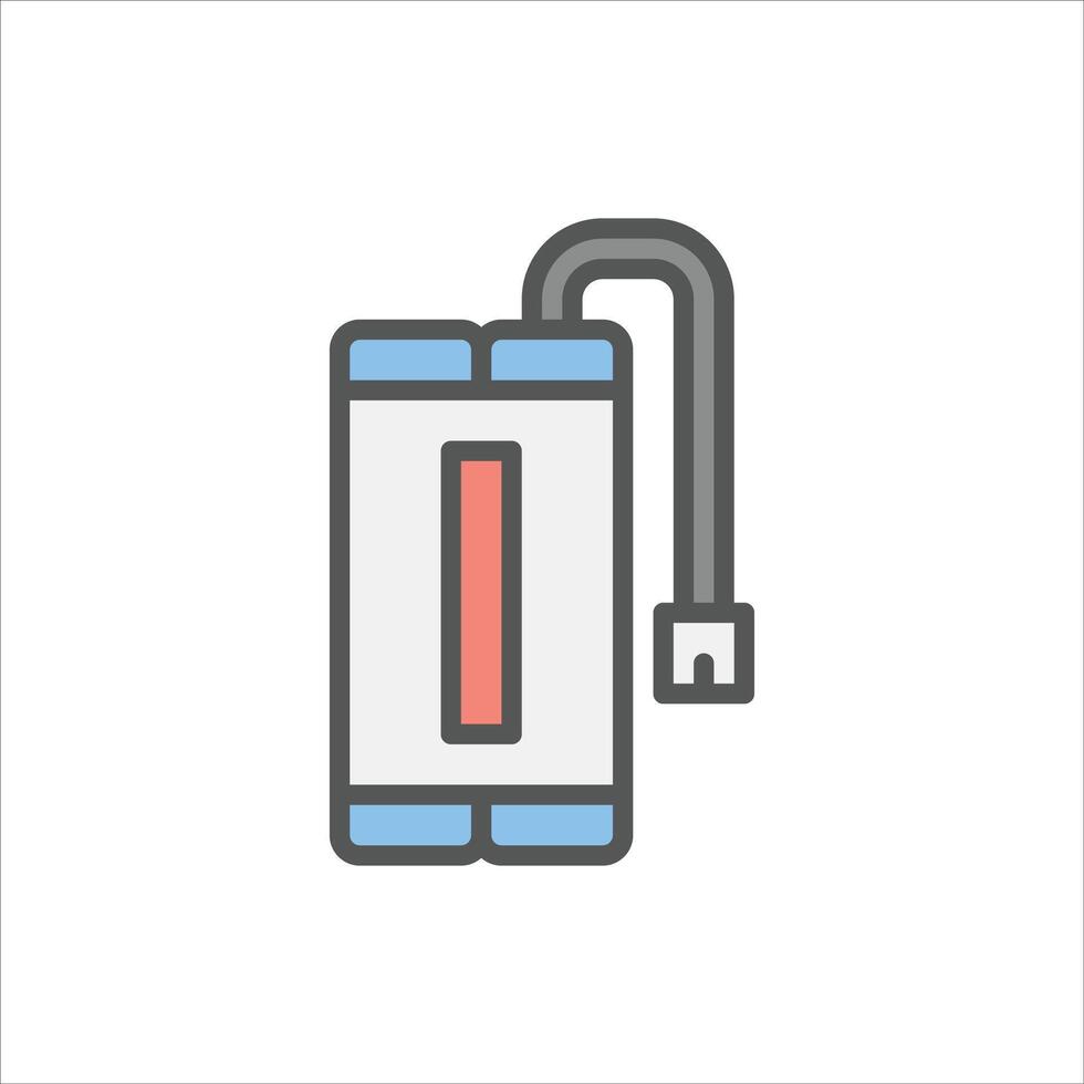 remote control battery filled outline icon, battery color line illustration vector