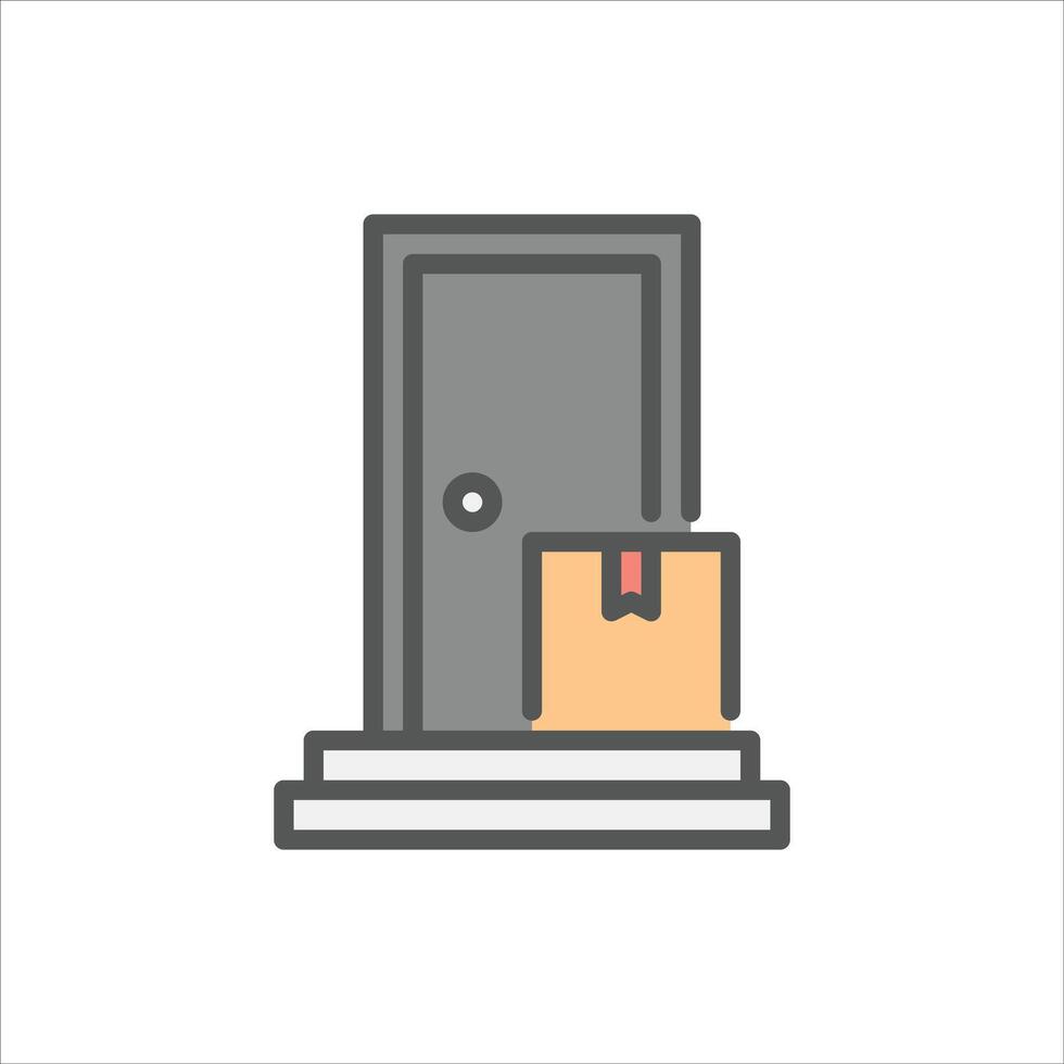 delivered filled outline icon. package delivered color line illustration. vector