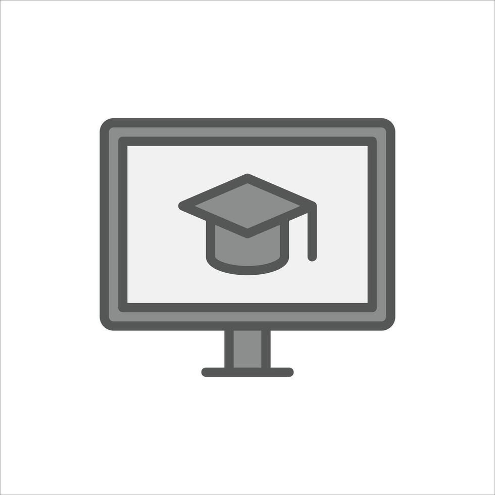 Elearning filled outline icon. online learning color line illustration. vector