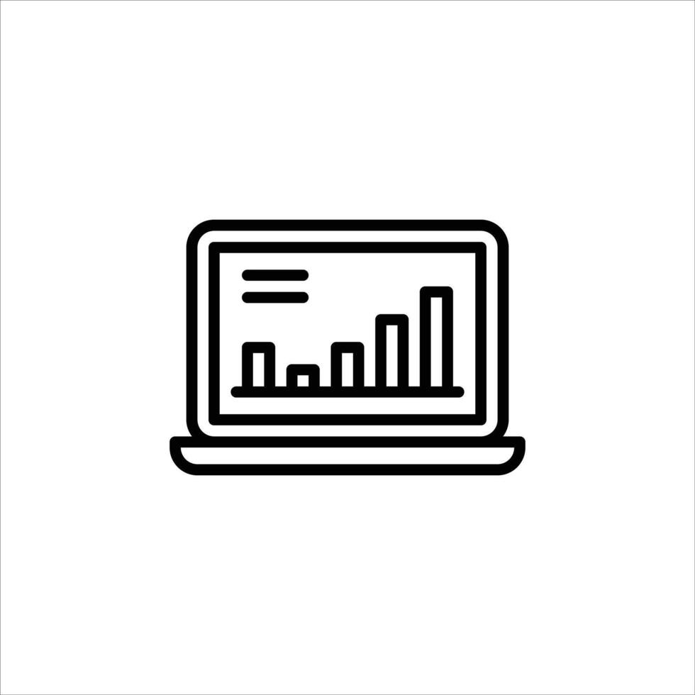 laptop outline icon. data black line illustration. vector