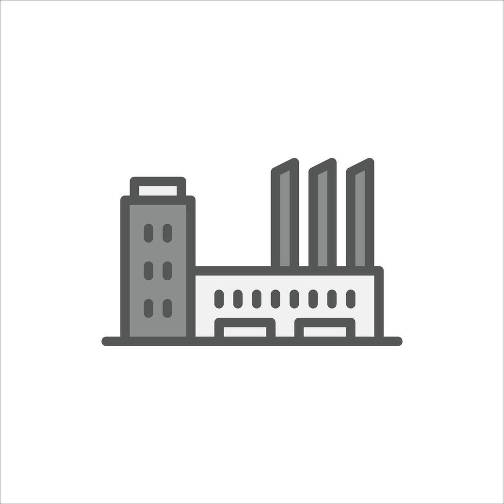 factory building filled outline icon, factory color line illustration. vector