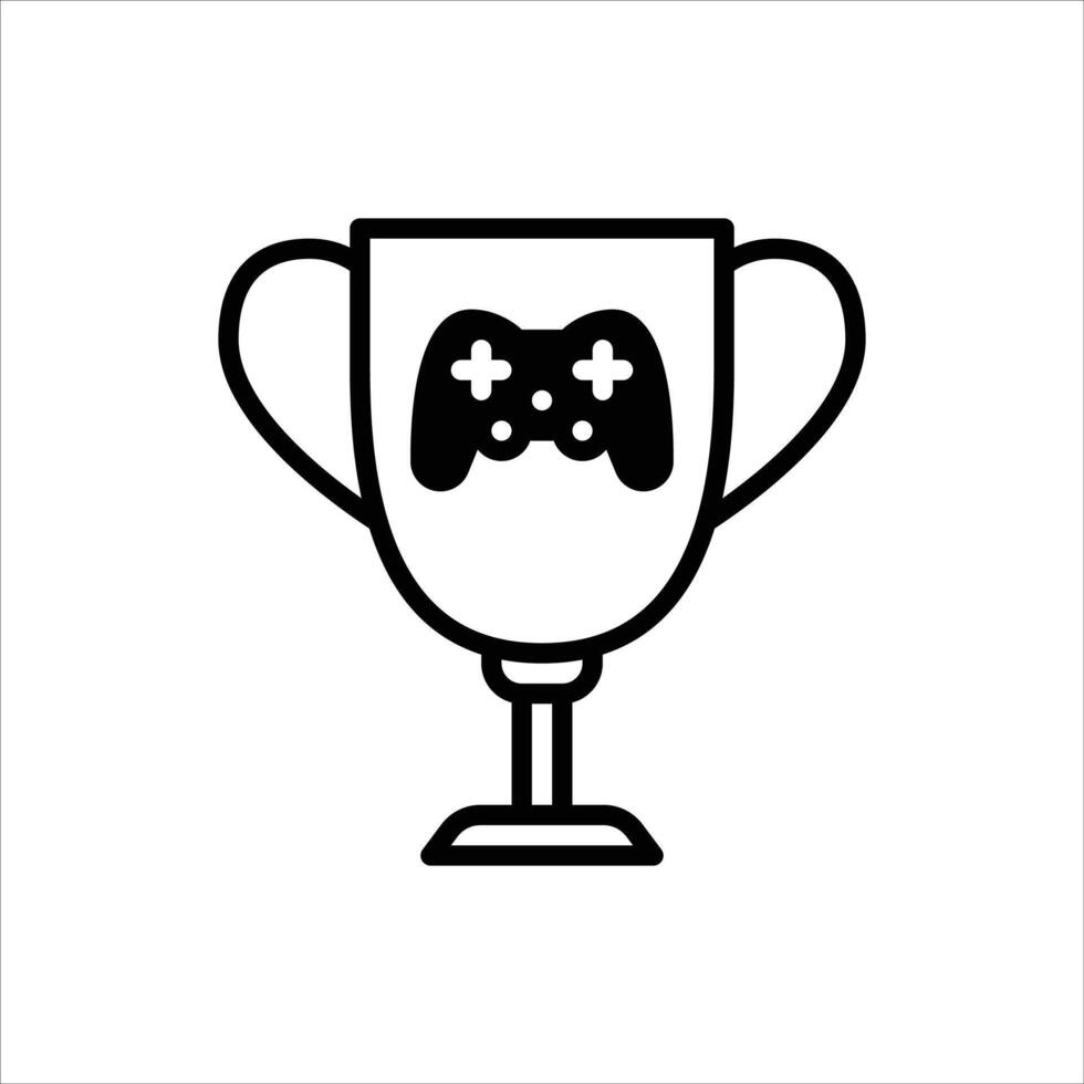 Gaming Trophy glyph icon. gaming black Solid line illustration vector