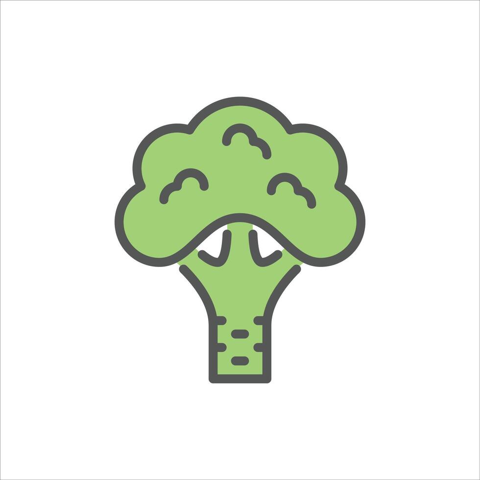 Broccoli filled outline icon. vegetable color line illustration. vector