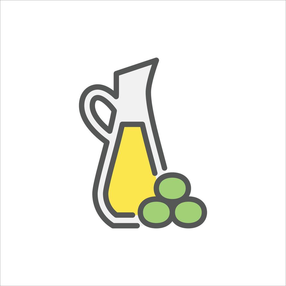 Olive Oil filled outline icon. Olive Oil color line illustration. vector