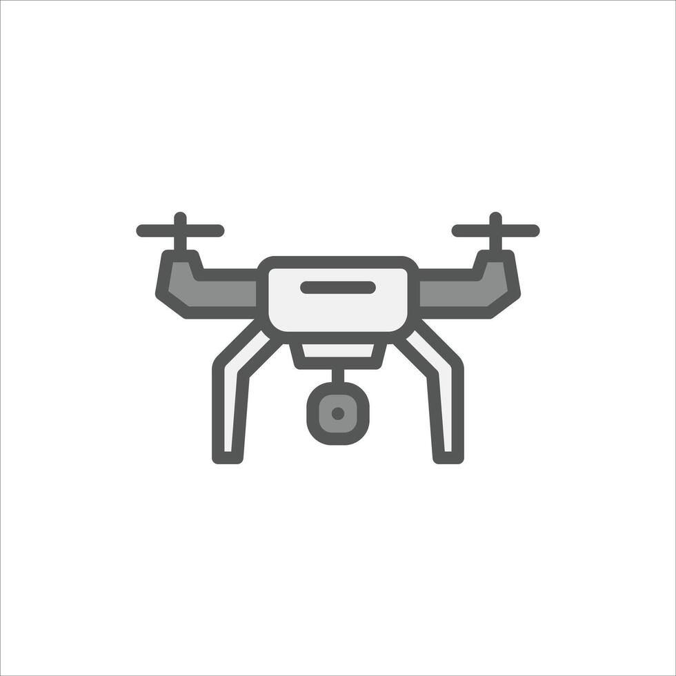 drone filled outline icon, drone camera colour line illustration vector