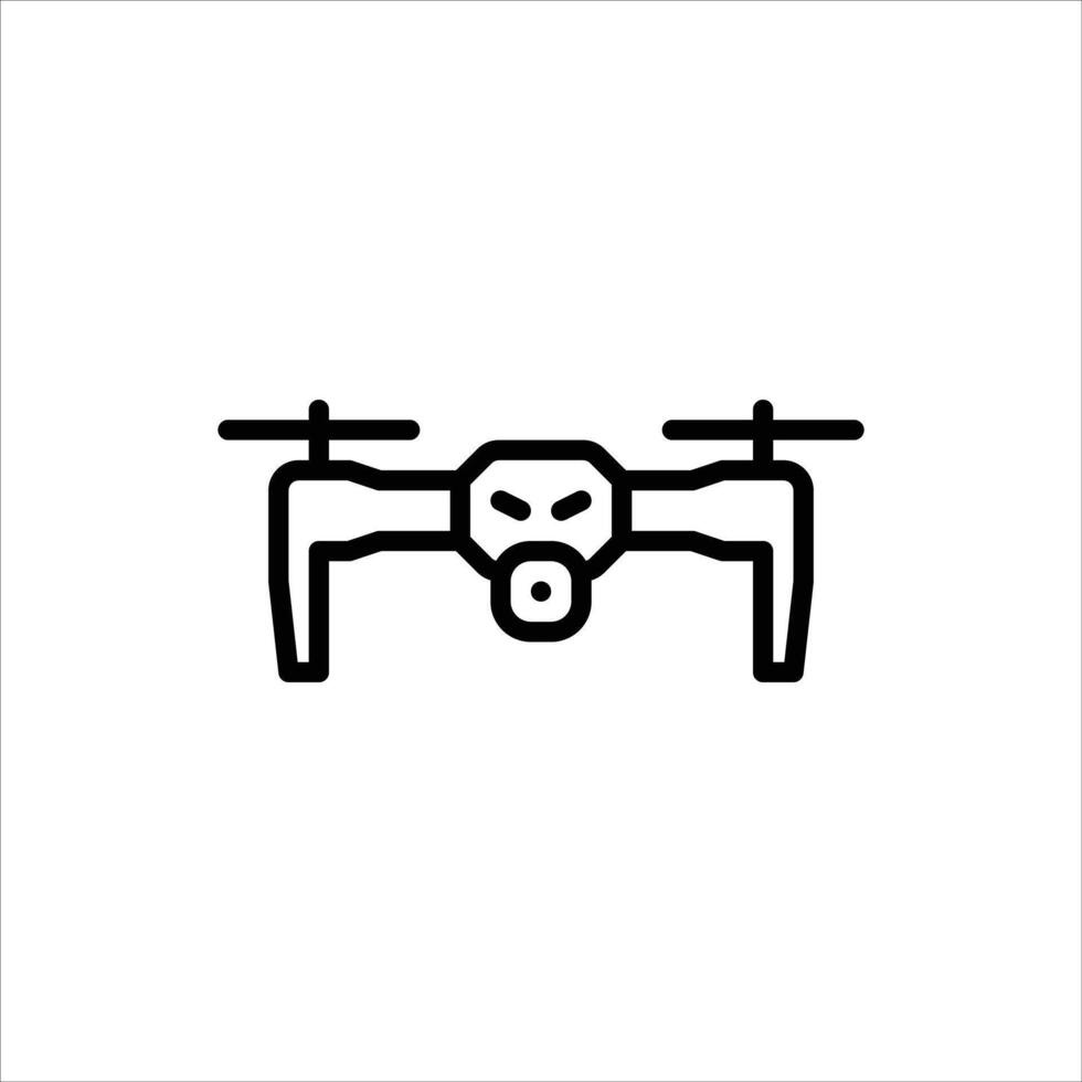Flying Drone outline icon, Drone black line illustration vector
