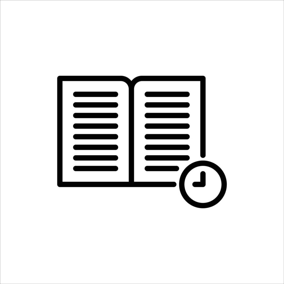 Reading Time outline icon. Study black line illustration. vector