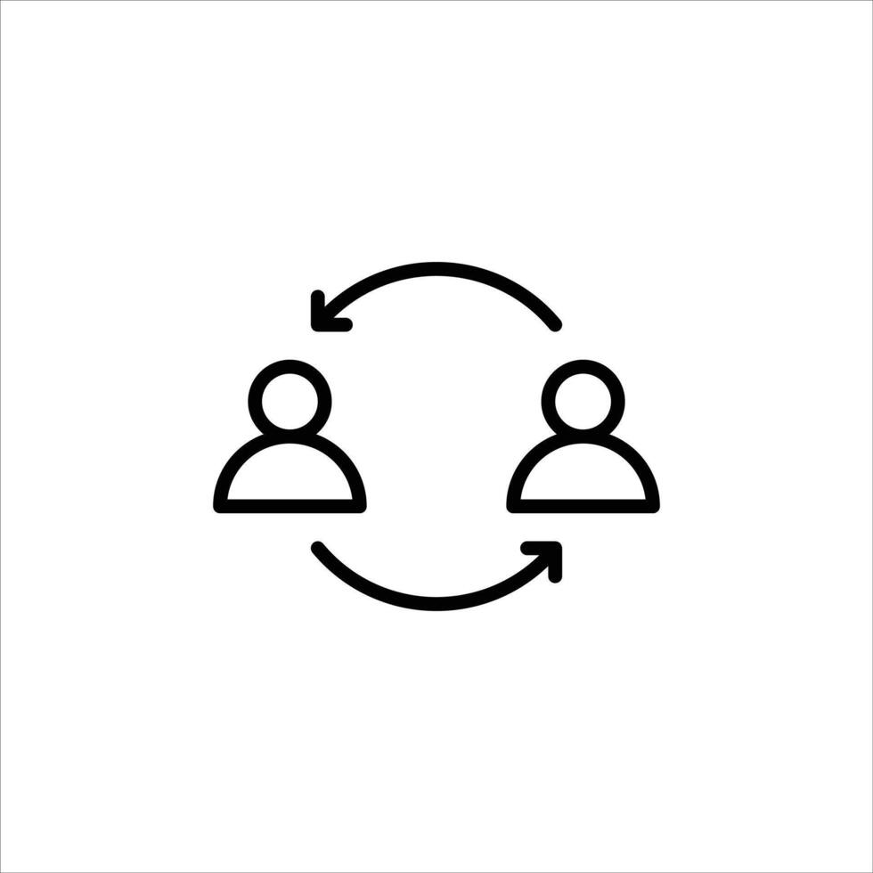 partner outline icon. teamwork black line illustration. vector