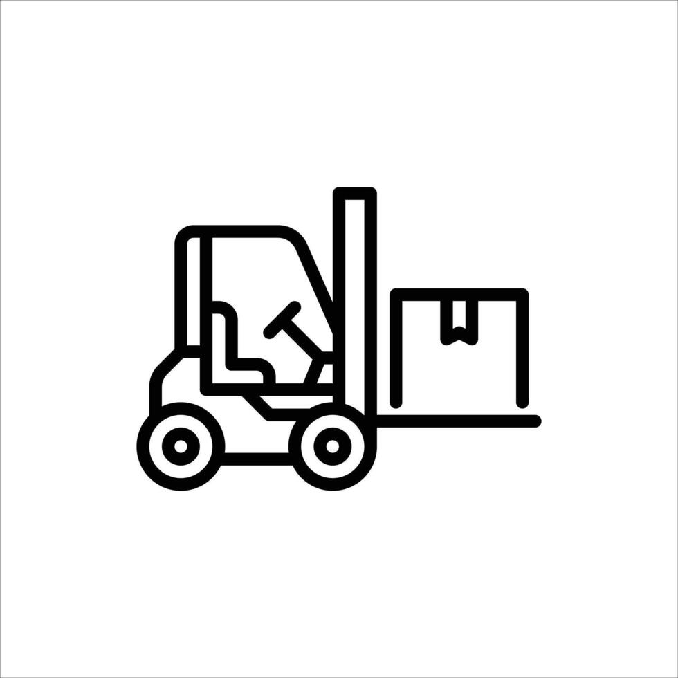 forklift outline icon. loading package black line illustration. vector