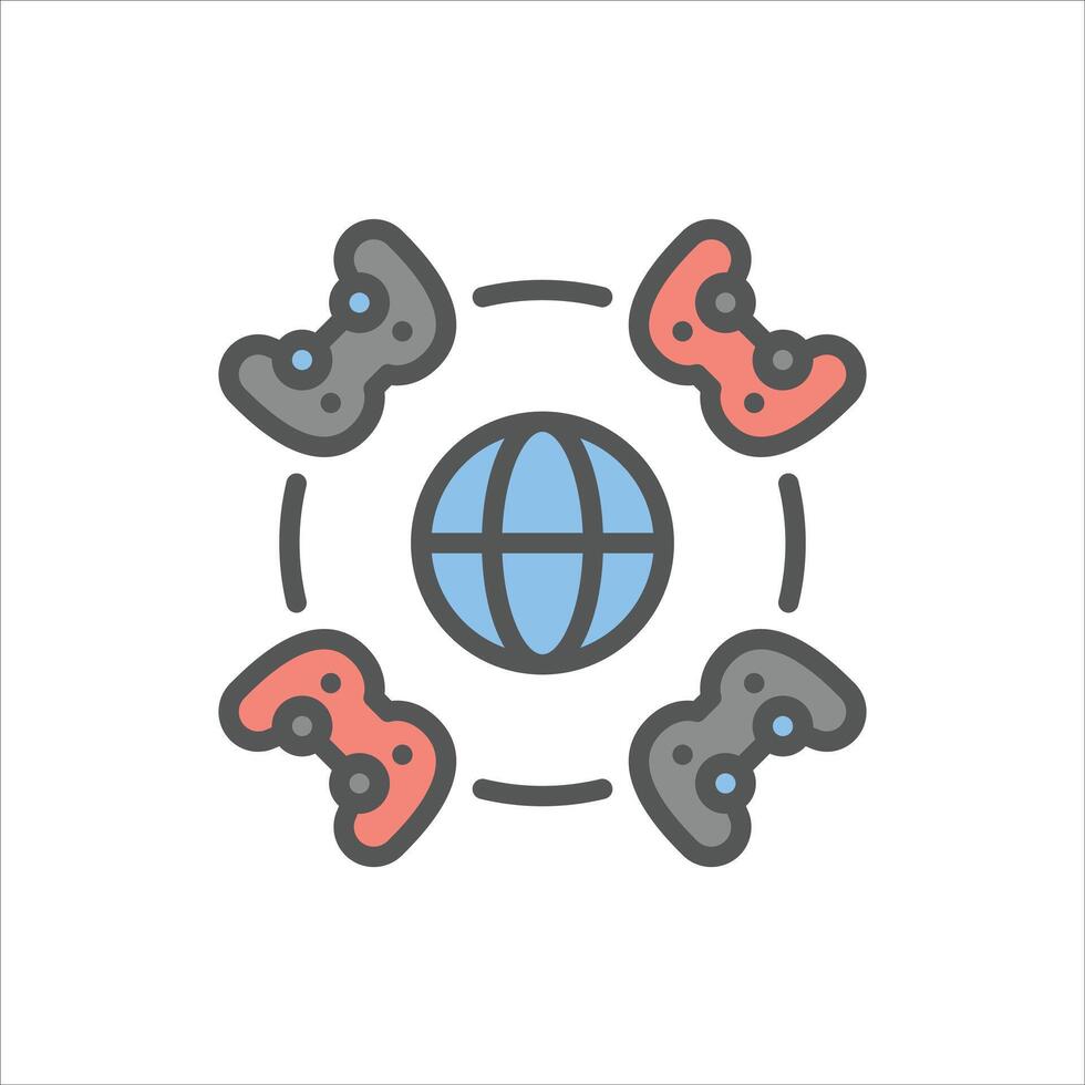 Online Gaming filled outline icon. gaming color line illustration. vector
