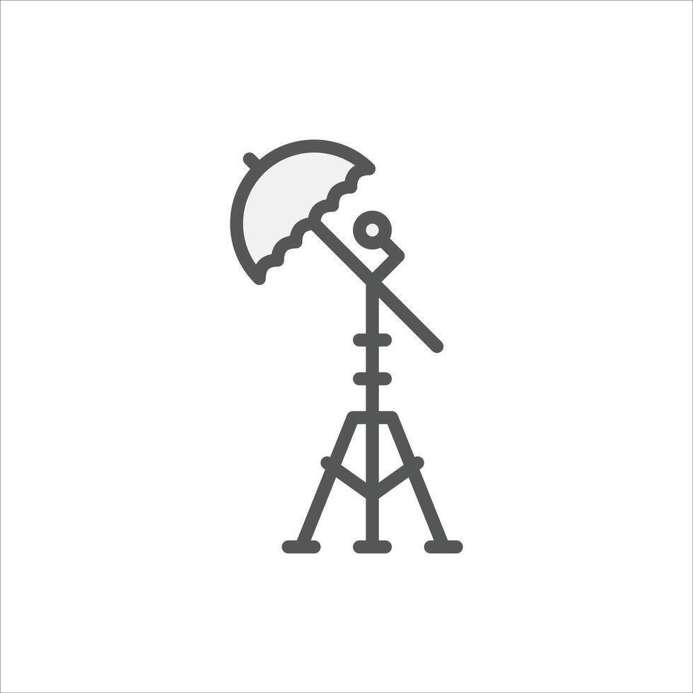 Camera Lighting filled outline icon, Umbrella Lighting colour line illustration vector