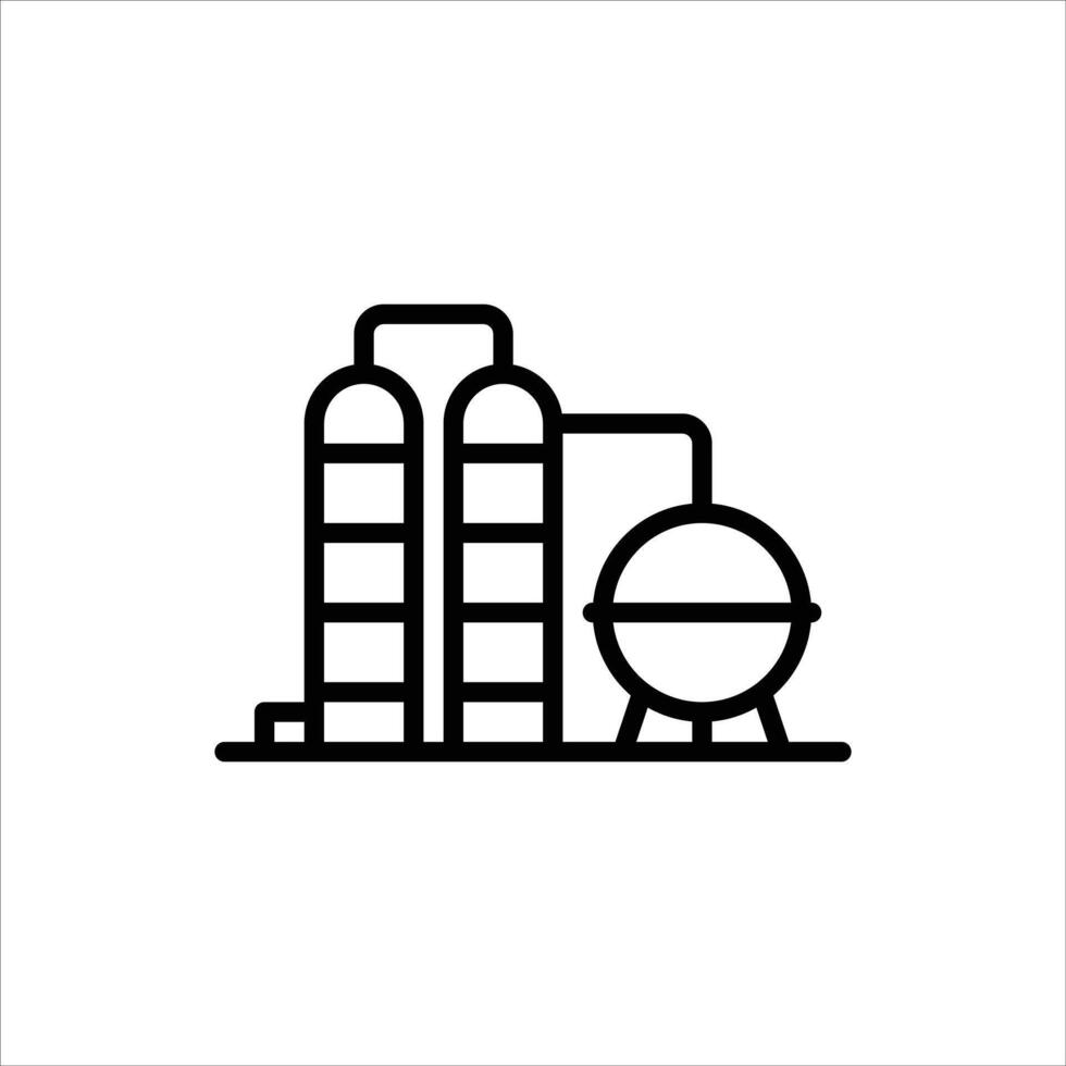 oil refinery outline icon, refinery black line illustration. vector