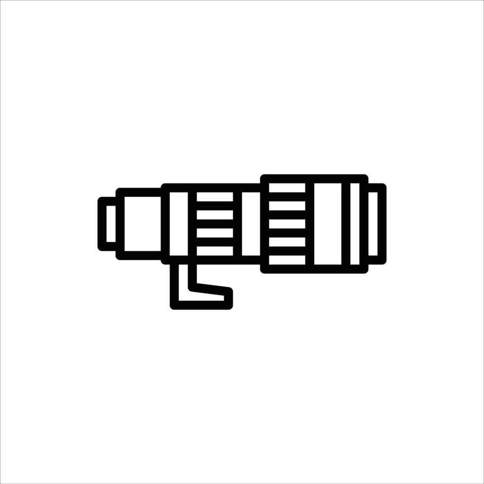 zoom lens outline icon, lens black line illustration vector