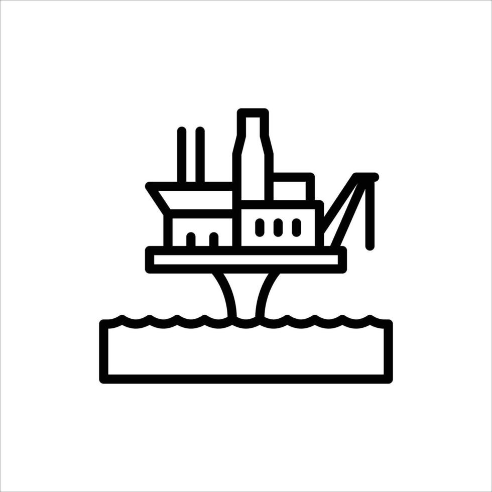 Oil Platform outline icon, Oil Platform black line illustration. vector