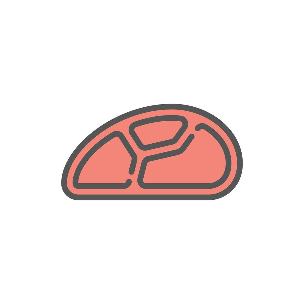 Beef filled outline icon. Beef color line illustration. vector