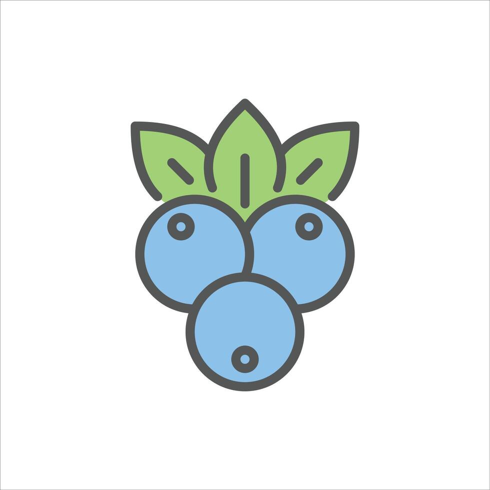 Blueberry Fruit filled outline icon. Blueberry Fruit color line illustration. vector