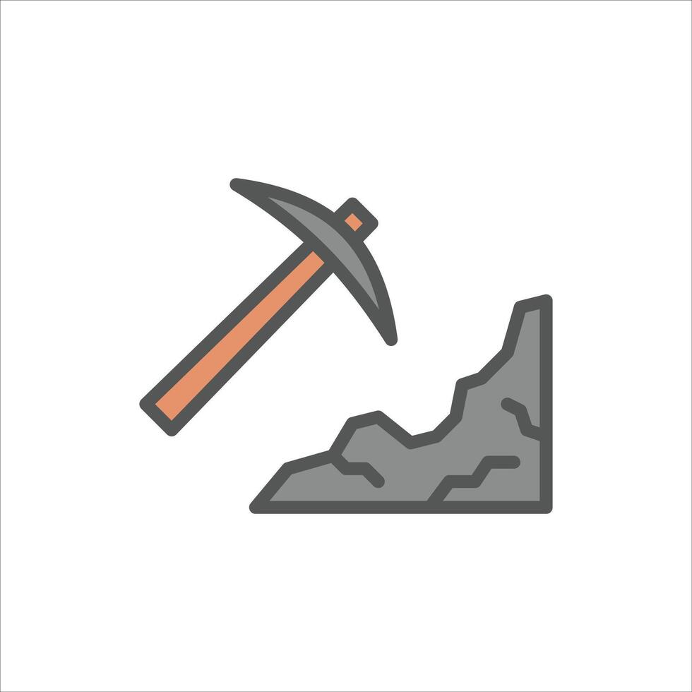 Coal Mining filled outline icon, Coal Mining color line illustration. vector