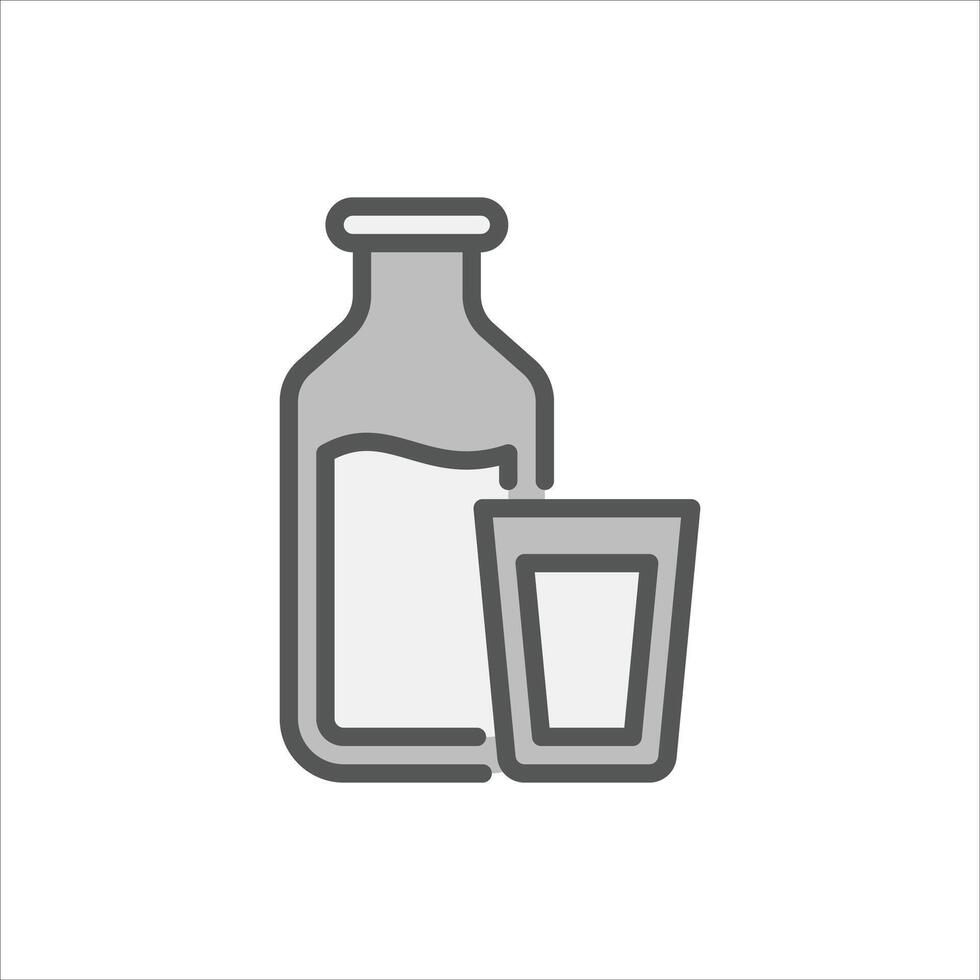 Milk Bottle and a Glass of Milk filled outline icon. Milk color line illustration. vector