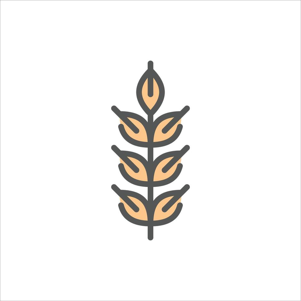 Wheat filled outline icon. Wheat color line illustration. vector